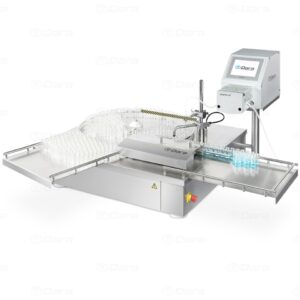 Tabletop machines for automatic feeding and filling of vials and bottles