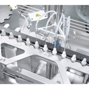 Linear filling and closing machines for eye drops and nasal sprays