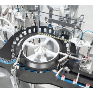 Filling and closing compact machine for liquid and powder